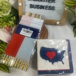 Patriotic Party Bundle Texas Flags Napkins Red White Blue Decorations Set